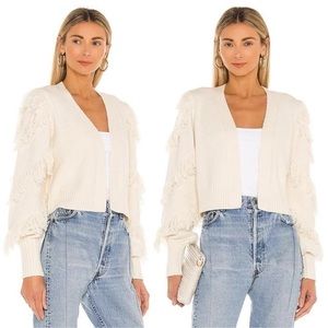 525 fringe detail cardigan. Size: XS. Color: Ivory.